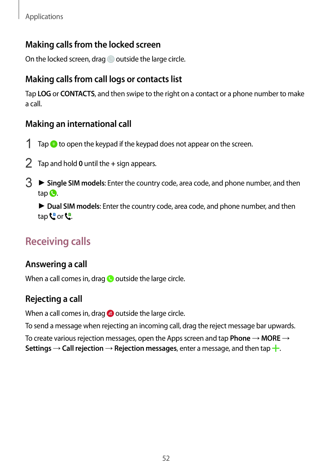 Samsung SM-G920FZBASEB, SM-G920FZKFDBT, SM-G920FZKEDBT, SM-G920FZDEDBT, SM-G920FZBEDBT, SM-G920FZBFDBT manual Receiving calls 