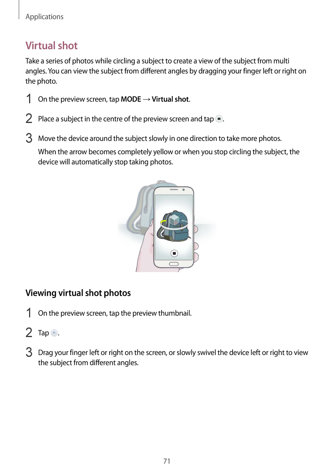 Samsung SM-G920FZWEDBT, SM-G920FZKFDBT, SM-G920FZKEDBT, SM-G920FZDEDBT manual Virtual shot, Viewing virtual shot photos 