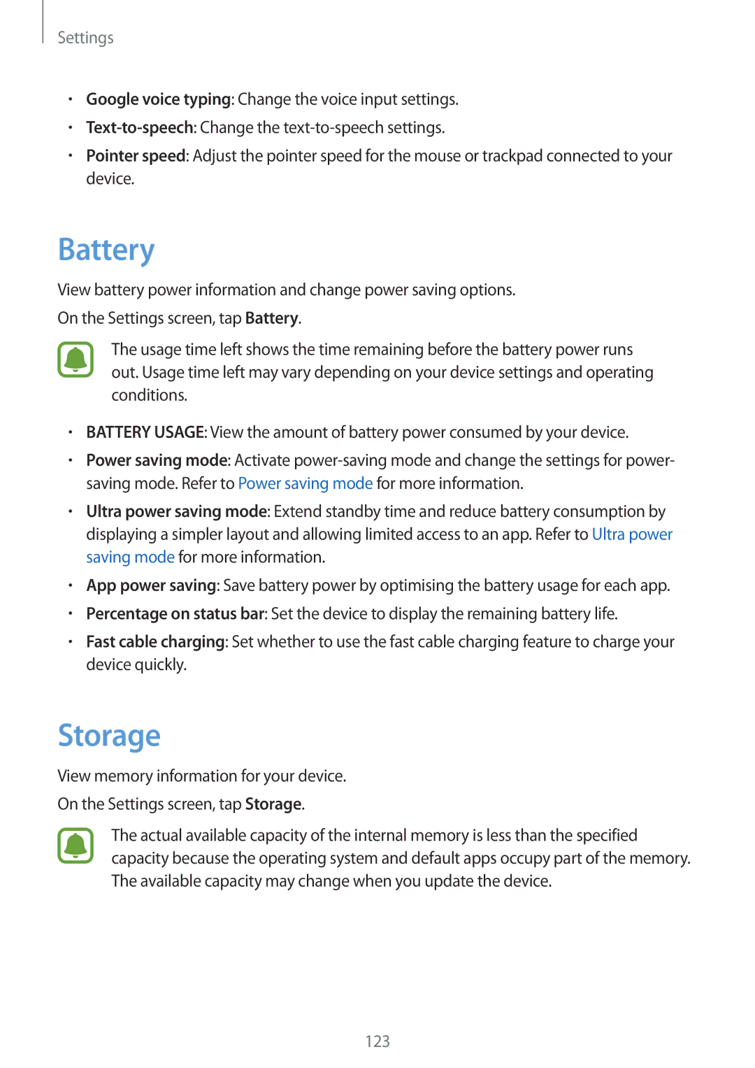 Samsung SM-G920IZDAKSA, SM-G920FZKFDBT, SM-G920FZKEDBT, SM-G920FZDEDBT, SM-G920FZBEDBT, SM-G920FZBFDBT manual Battery, Storage 