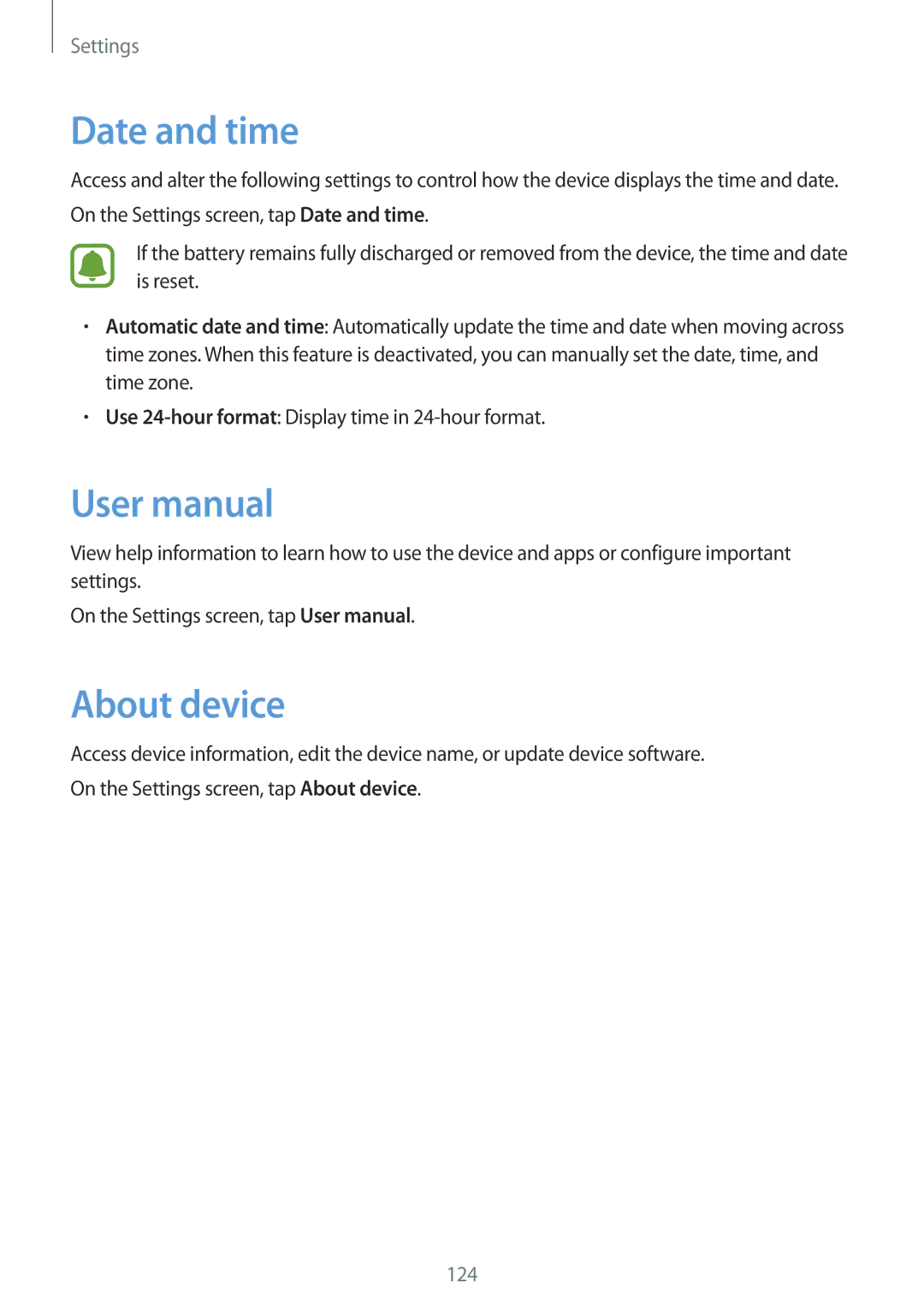 Samsung SM-G920IZWEKSA, SM-G920FZKFDBT, SM-G920FZKEDBT, SM-G920FZDEDBT, SM-G920FZBEDBT manual Date and time, About device 