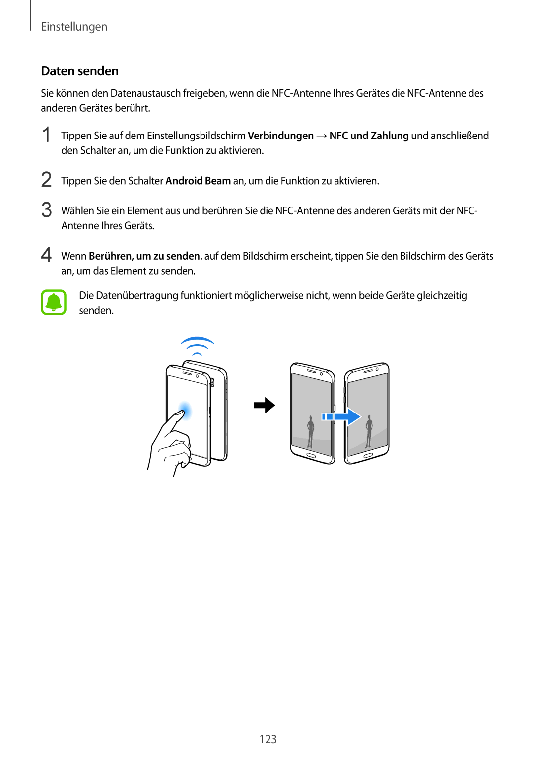 Samsung SM-G920FZBEDBT, SM-G920FZKFDBT, SM-G920FZKEDBT, SM-G920FZDEDBT, SM-G920FZBFDBT, SM-G920FZWEDBT manual Daten senden 