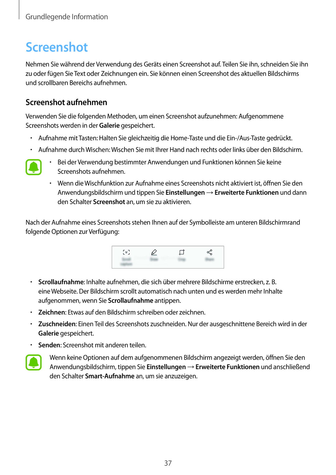 Samsung SM-G920FZWEDBT, SM-G920FZKFDBT, SM-G920FZKEDBT, SM-G920FZDEDBT, SM-G920FZBEDBT manual Screenshot aufnehmen 