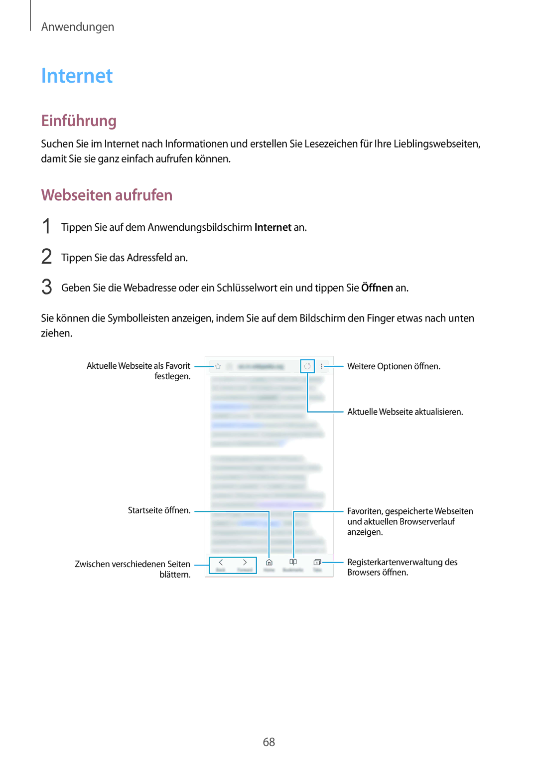 Samsung SM-G920FZBFDBT, SM-G920FZKFDBT, SM-G920FZKEDBT, SM-G920FZDEDBT, SM-G920FZBEDBT manual Internet, Webseiten aufrufen 