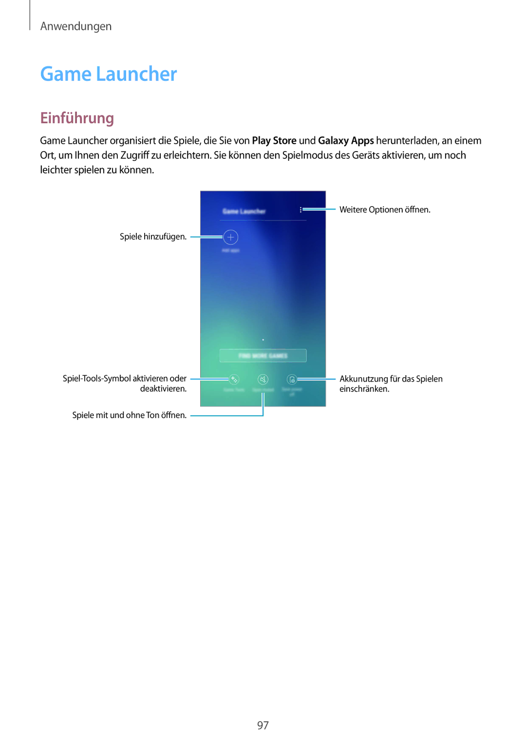 Samsung SM-G920FZKEDBT, SM-G920FZKFDBT, SM-G920FZDEDBT, SM-G920FZBEDBT, SM-G920FZBFDBT manual Game Launcher, Einführung 