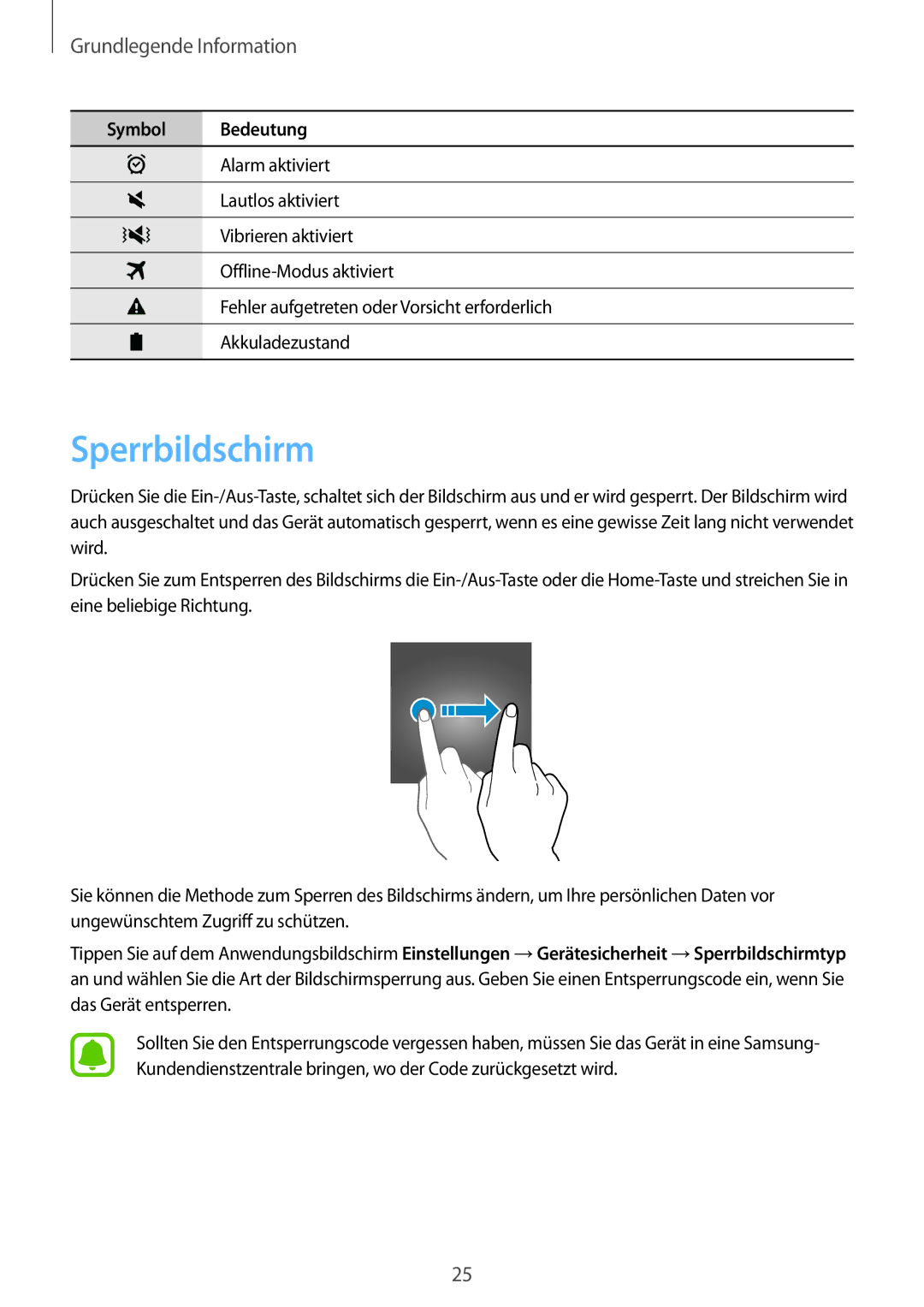 Samsung SM-G920FZKEDBT, SM-G920FZKFDBT, SM-G920FZDEDBT, SM-G920FZBEDBT, SM-G920FZBFDBT, SM-G920FZWEDBT manual Sperrbildschirm 