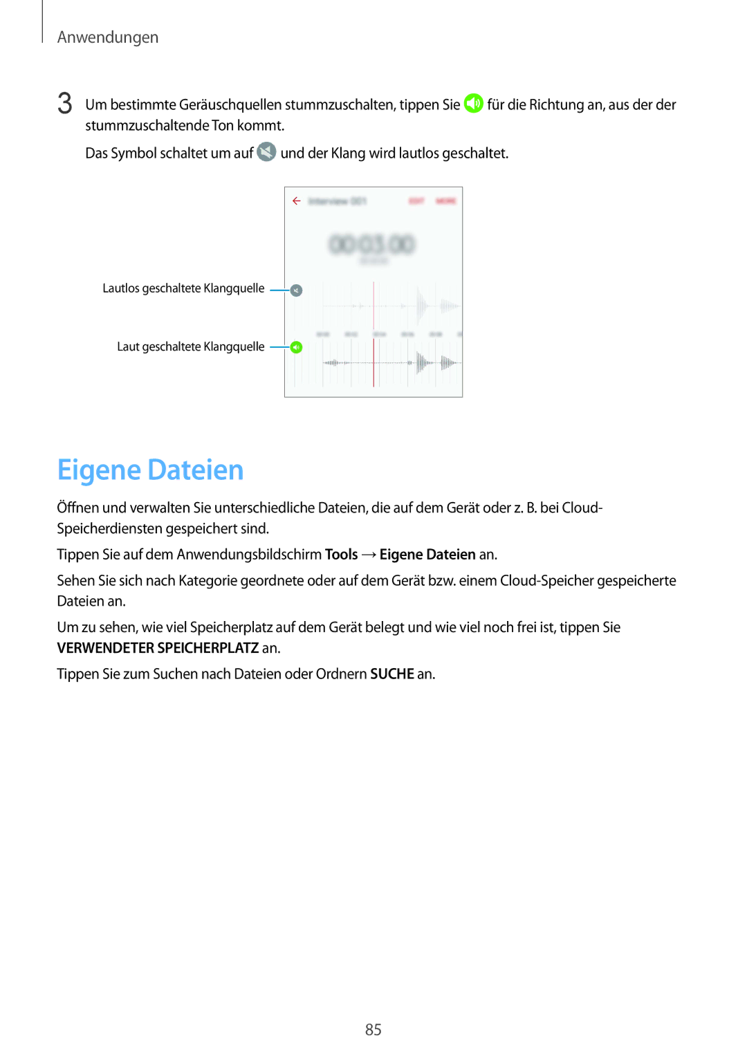 Samsung SM-G920FZWEDBT, SM-G920FZKFDBT, SM-G920FZKEDBT, SM-G920FZDEDBT, SM-G920FZBEDBT, SM-G920FZBFDBT manual Eigene Dateien 