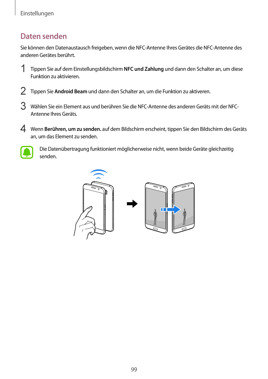 Samsung SM-G920FZBEDBT, SM-G920FZKFDBT, SM-G920FZKEDBT, SM-G920FZDEDBT, SM-G920FZBFDBT, SM-G920FZWEDBT manual Daten senden 