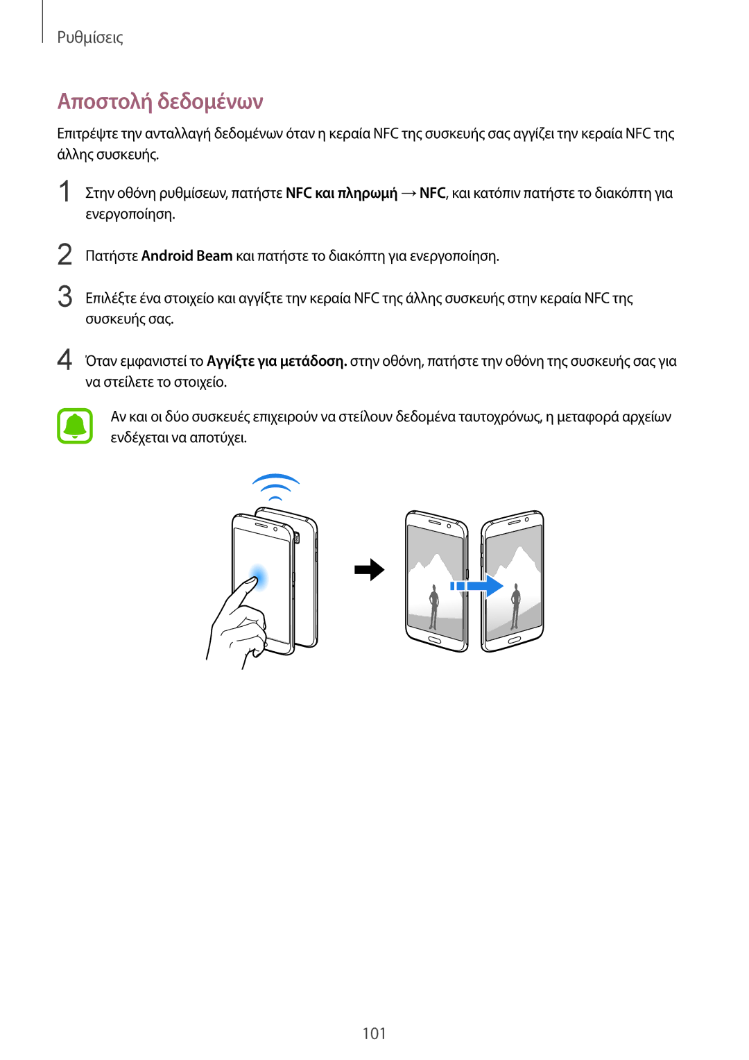 Samsung SM-G920FZWAEUR manual Αποστολή δεδομένων 