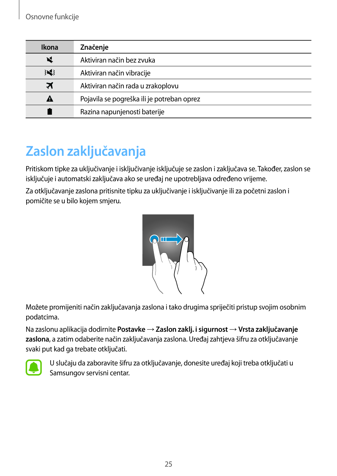 Samsung SM-G920FZKFSEE, SM-G920FZWASEE manual Zaslon zaključavanja 