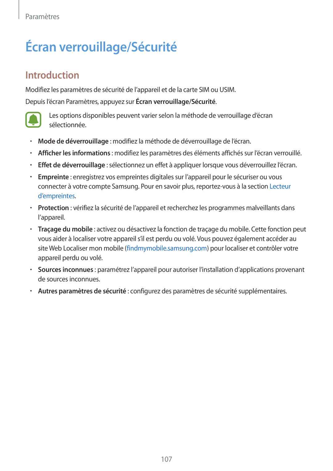 Samsung SM-G920FZDAXEF, SM-G920FZWAXEF, SM-G920FZKAXEF, SM-G920FZBAXEF manual Écran verrouillage/Sécurité, Introduction 