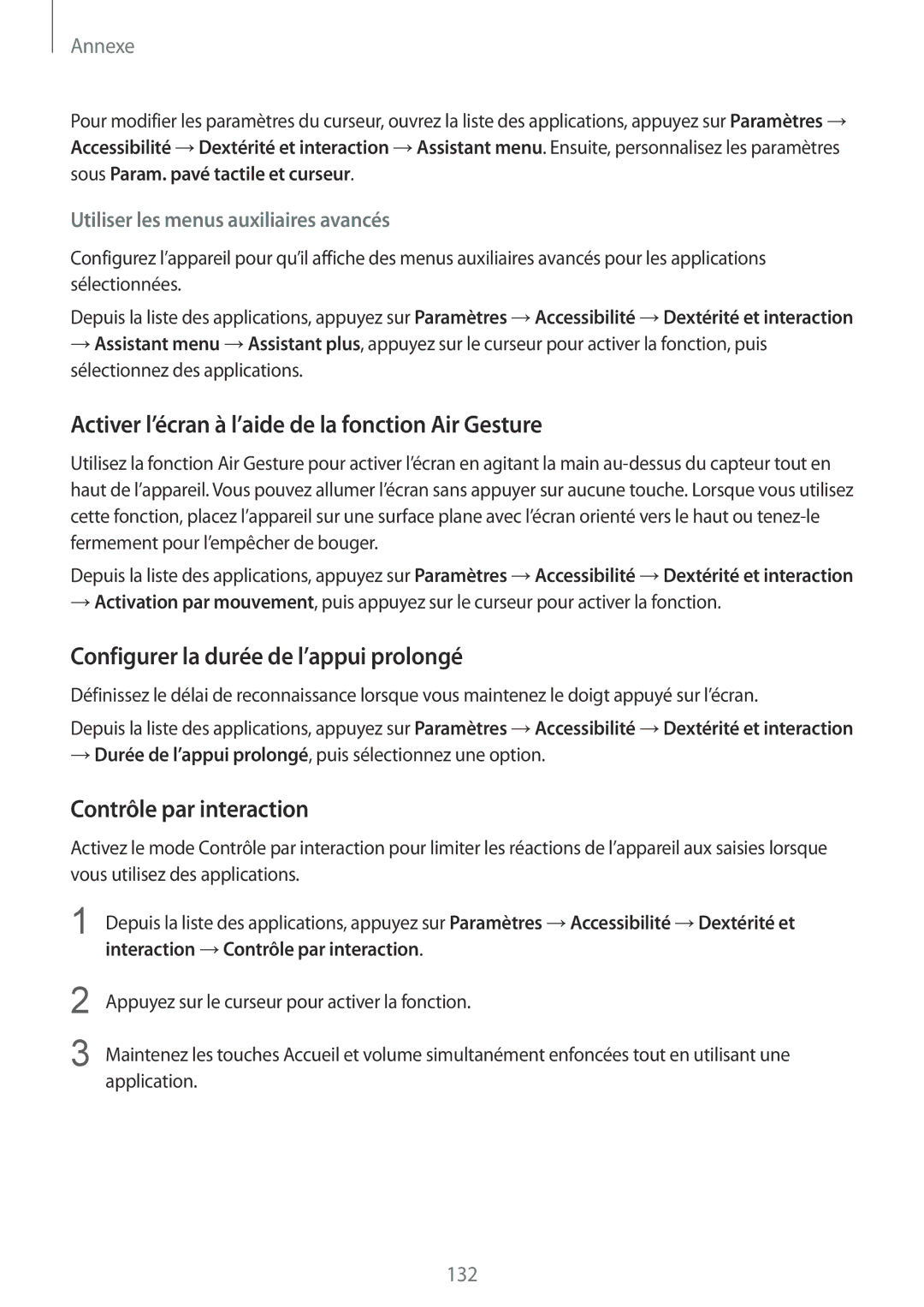 Samsung SM-G920FZWAXEF manual Activer l’écran à l’aide de la fonction Air Gesture, Configurer la durée de l’appui prolongé 