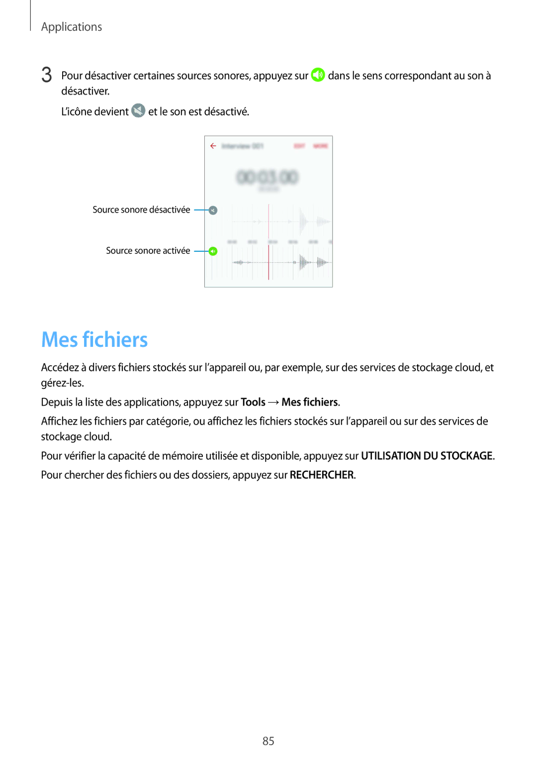 Samsung SM-G920FZKAXEF, SM-G920FZWAXEF, SM-G920FZBAXEF, SM-G920FZDAXEF manual Mes fichiers 