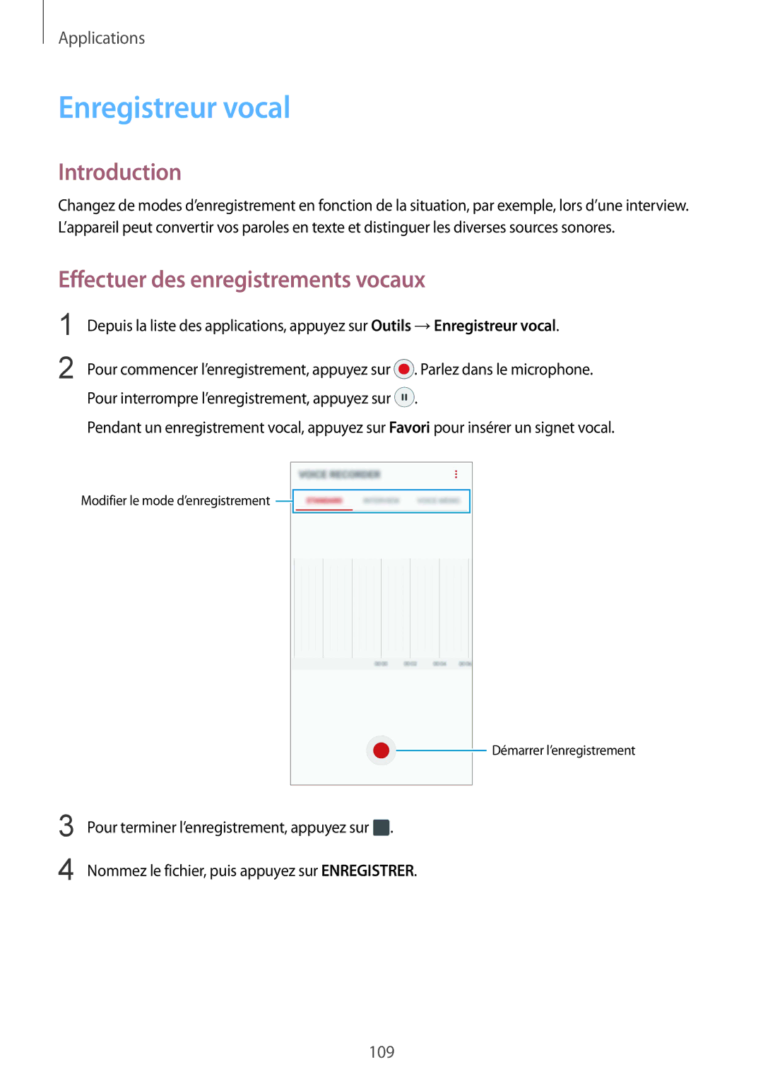 Samsung SM-G920FZKAXEF, SM-G920FZWAXEF, SM-G920FZBAXEF manual Enregistreur vocal, Effectuer des enregistrements vocaux 