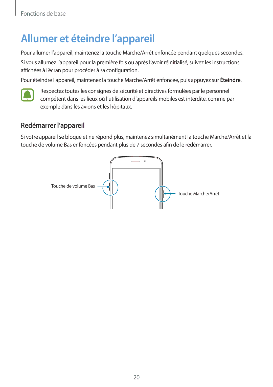 Samsung SM-G920FZWAXEF, SM-G920FZKAXEF, SM-G920FZBAXEF, SM-G920FZDAXEF Allumer et éteindre l’appareil, Redémarrer l’appareil 