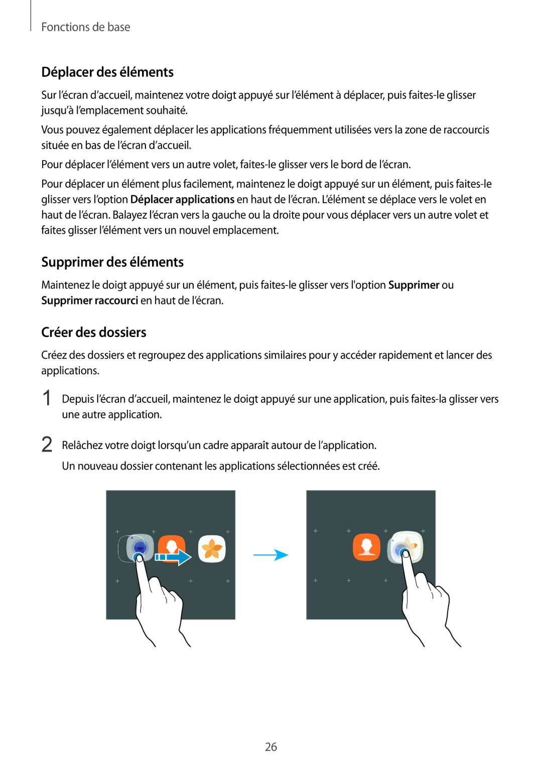 Samsung SM-G920FZBAXEF, SM-G920FZWAXEF, SM-G920FZKAXEF Déplacer des éléments, Supprimer des éléments, Créer des dossiers 