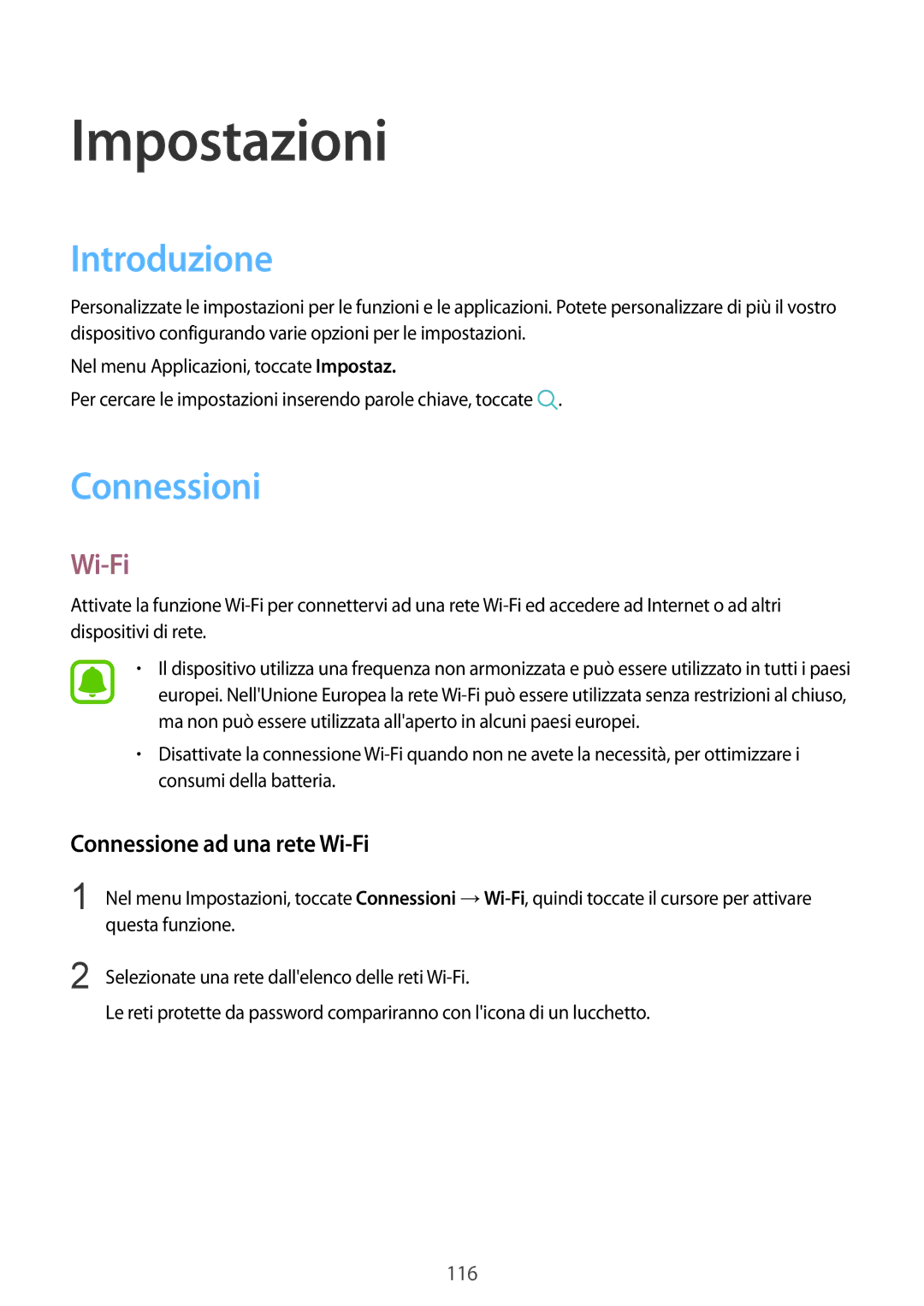 Samsung SM-G920FZWAITV, SM-G920FZWEITV, SM-G920FZBEITV manual Introduzione, Connessioni, Connessione ad una rete Wi-Fi 