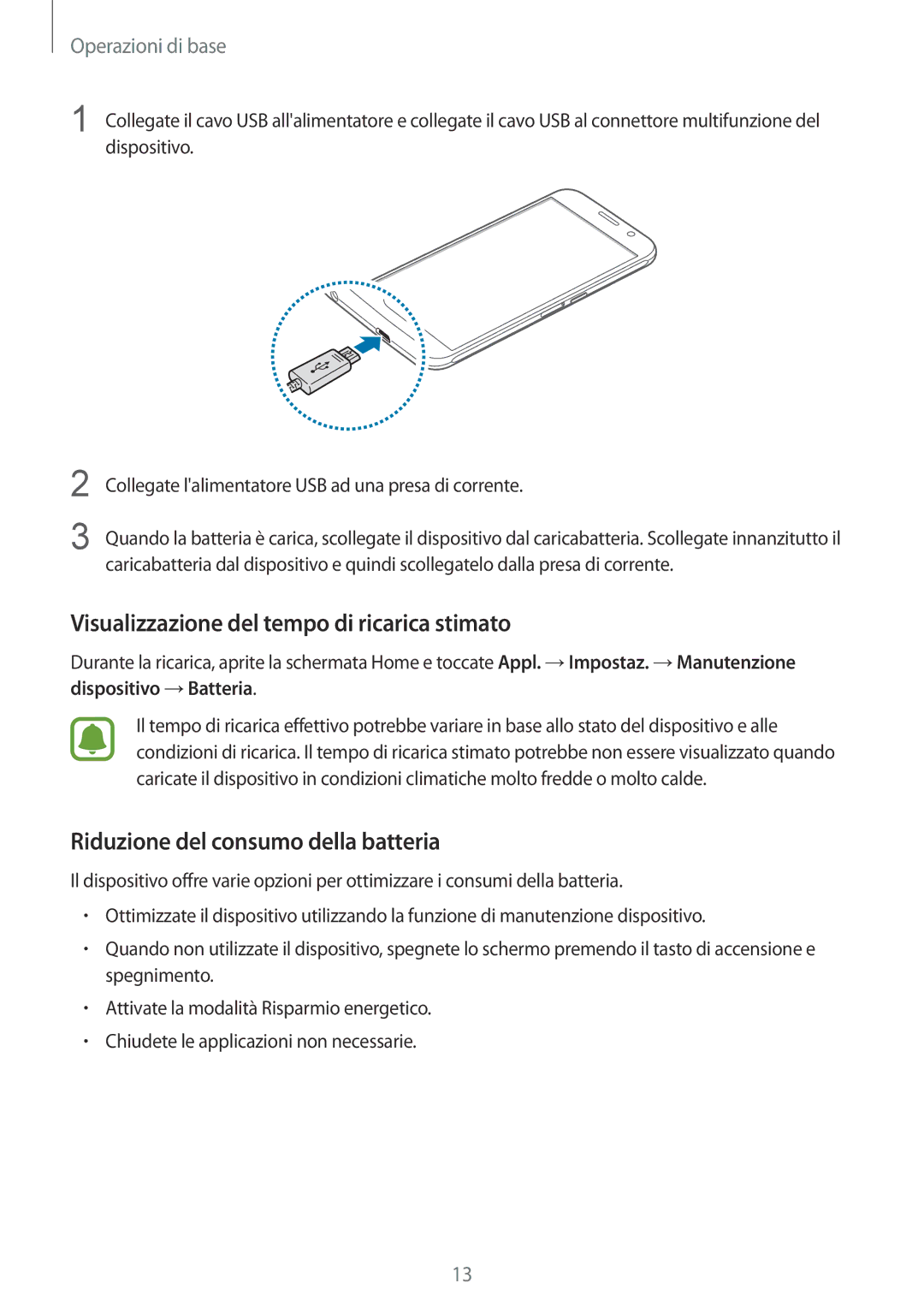 Samsung SM-G920FZDAITV, SM-G920FZWEITV Visualizzazione del tempo di ricarica stimato, Riduzione del consumo della batteria 