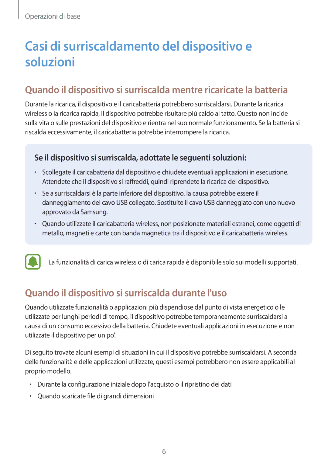 Samsung SM-G920FZDAITV, SM-G920FZWEITV, SM-G920FZBEITV, SM-G920FZKEITV Casi di surriscaldamento del dispositivo e soluzioni 