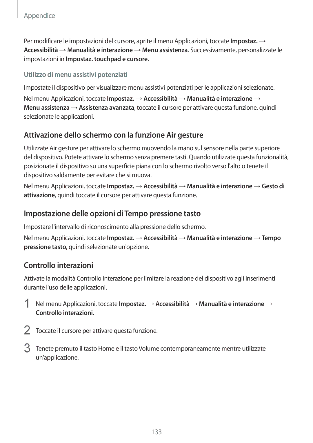 Samsung SM-G920FZWEITV, SM-G920FZBEITV manual Attivazione dello schermo con la funzione Air gesture, Controllo interazioni 