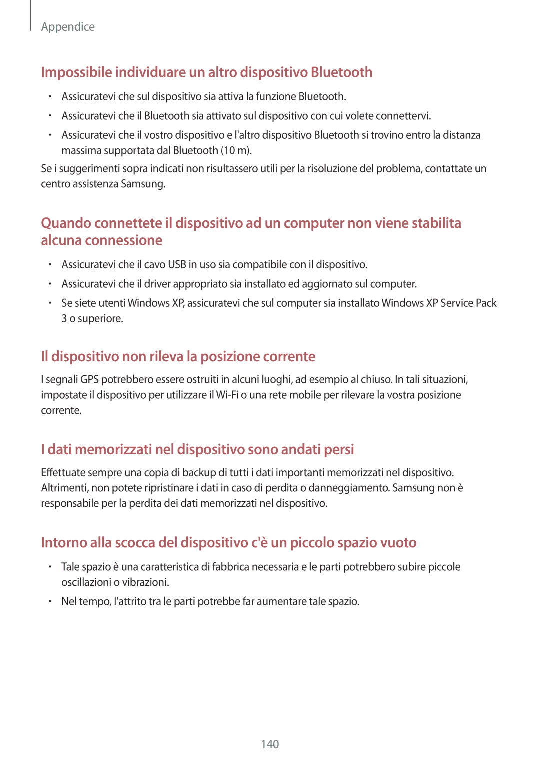 Samsung SM-G920FZWEITV, SM-G920FZBEITV, SM-G920FZKEITV manual Impossibile individuare un altro dispositivo Bluetooth 