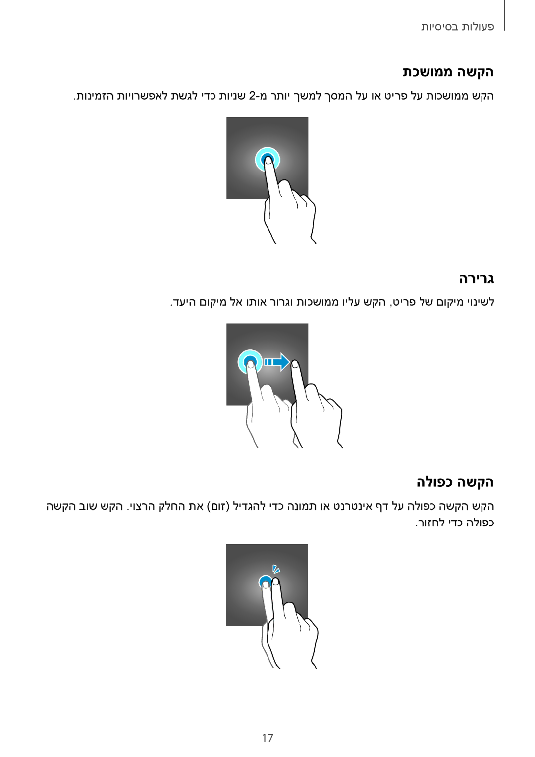 Samsung SM-G920XZDAILO, SM-G920XZKAILO, SM-G920XZWAILO, SM-G920FZKAILO manual תכשוממ השקה, הרירג, הלופכ השקה 