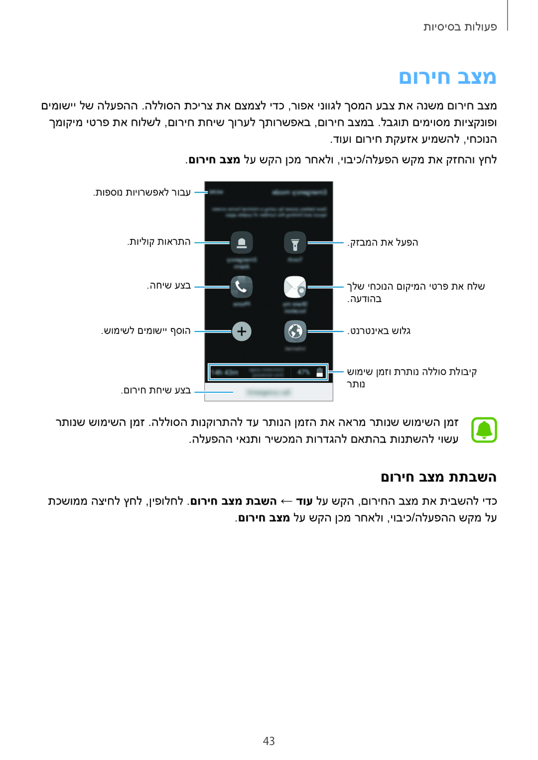 Samsung SM-G920FZKAILO, SM-G920XZKAILO, SM-G920XZDAILO, SM-G920XZWAILO manual םוריח בצמ תתבשה 