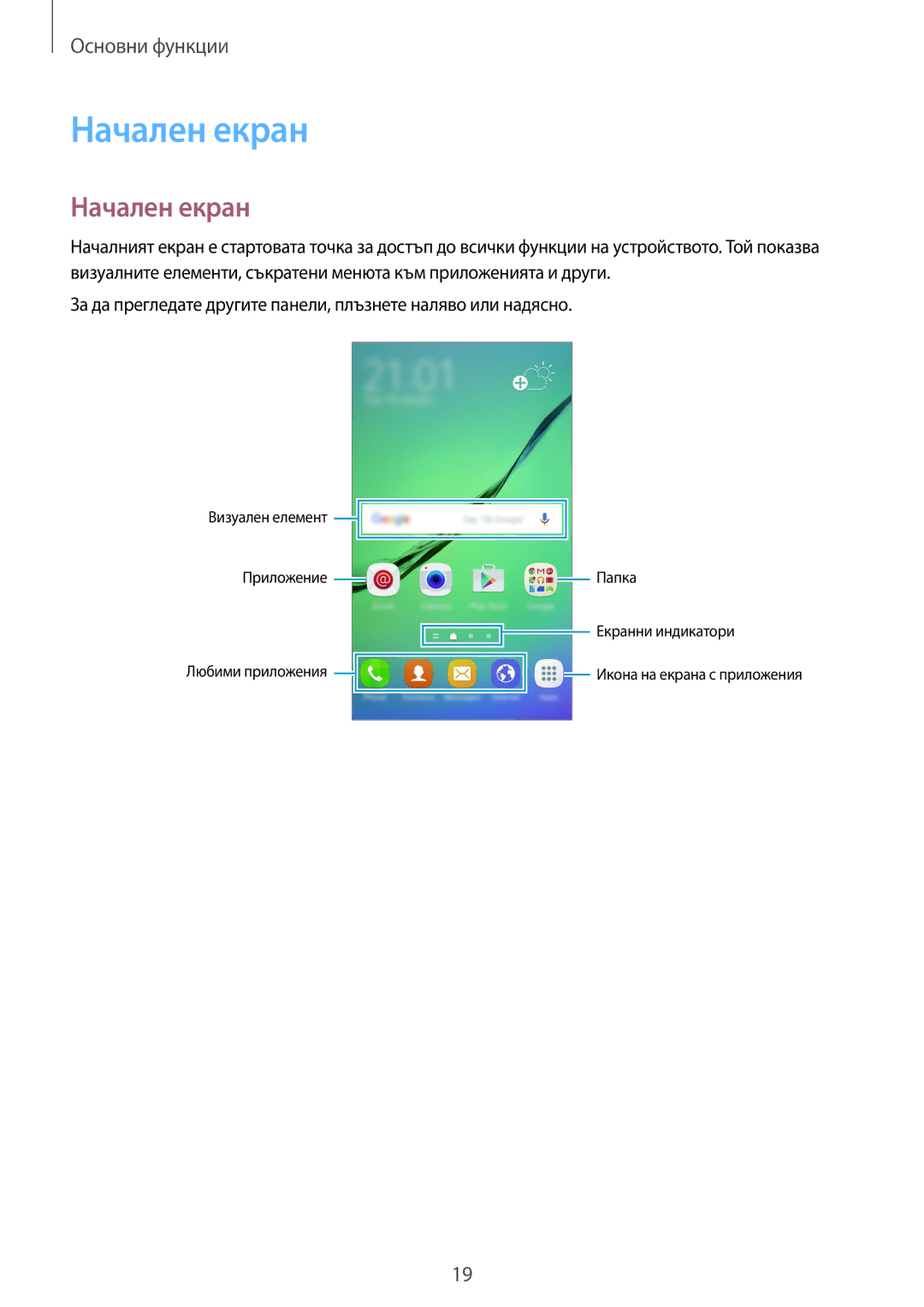 Samsung SM-G925FZDABGL manual Начален екран 