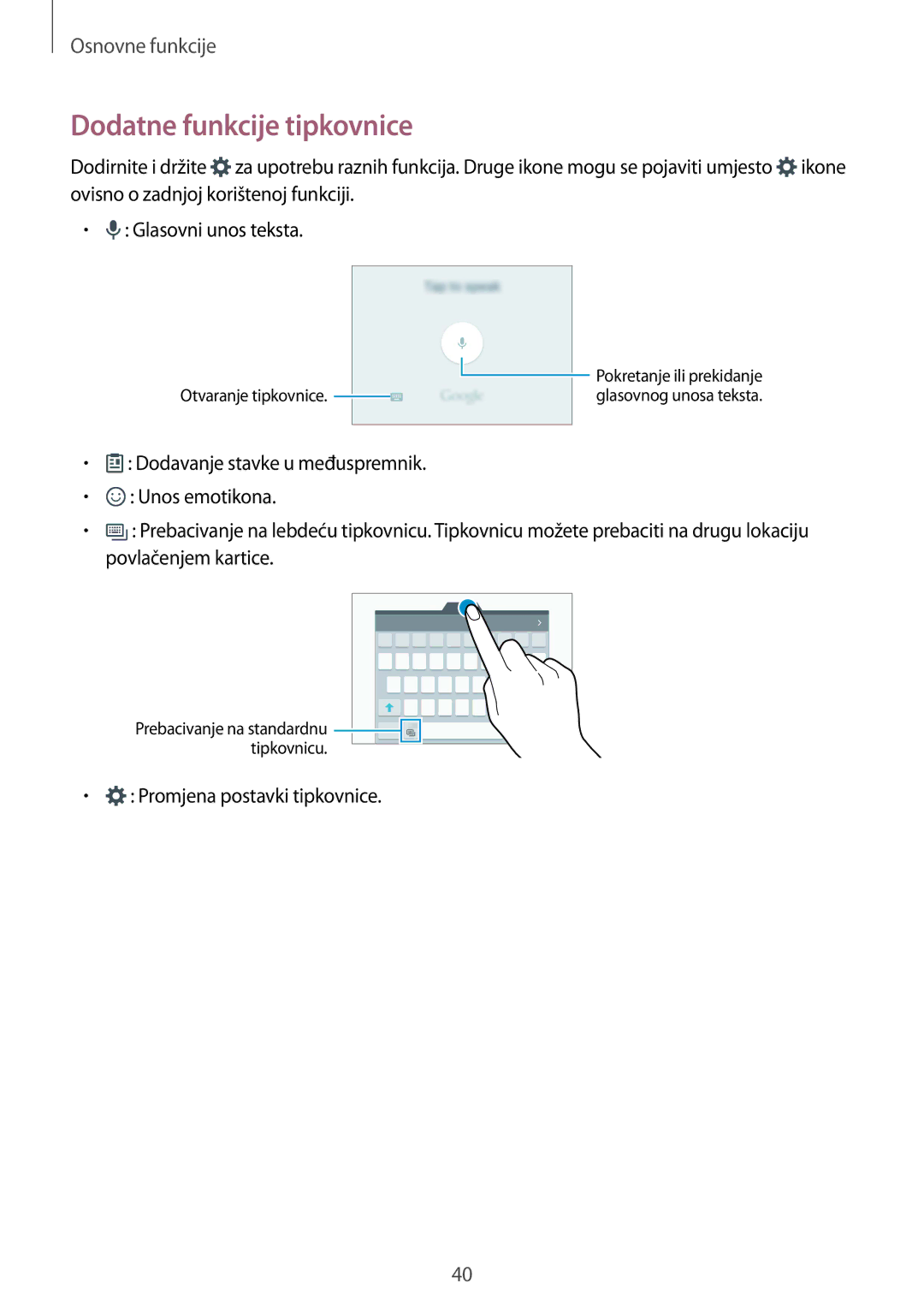 Samsung SM-G925FZDASEE, SM-G925FZKFSEE manual Dodatne funkcije tipkovnice 