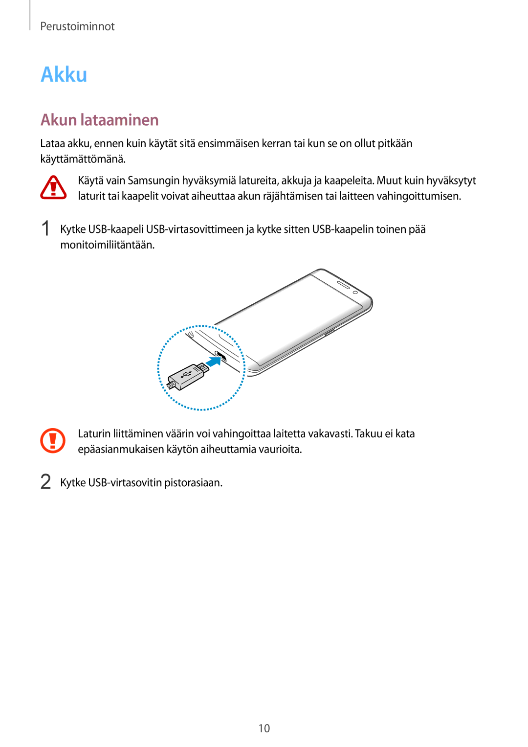 Samsung SM-G925FZDANEE, SM-G925FZGANEE, SM-G925FZWANEE, SM-G925FZWENEE, SM-G925FZWFNEE, SM-G925FZKANEE Akku, Akun lataaminen 