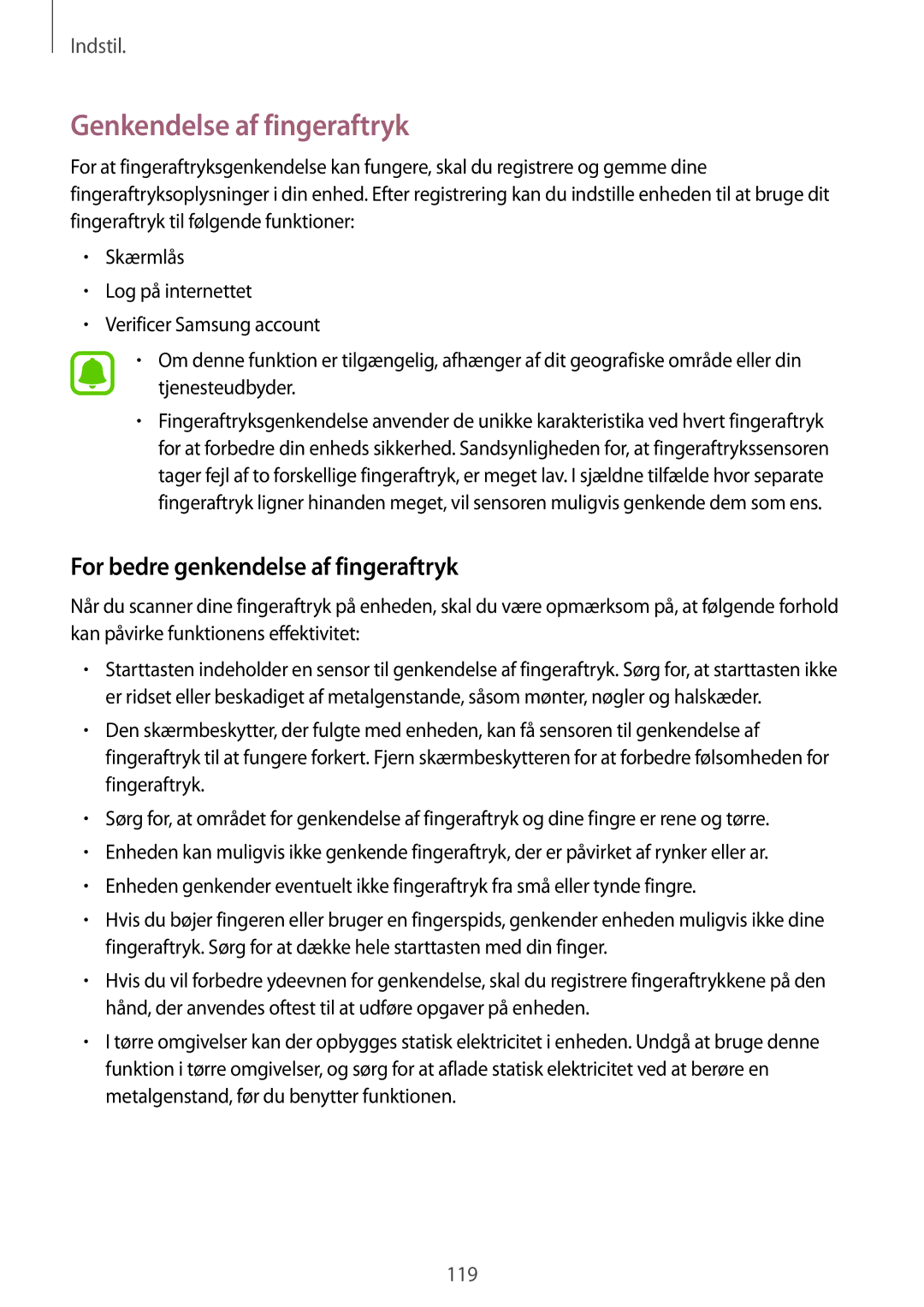 Samsung SM-G925FZKANEE, SM-G925FZGANEE, SM-G925FZWANEE Genkendelse af fingeraftryk, For bedre genkendelse af fingeraftryk 
