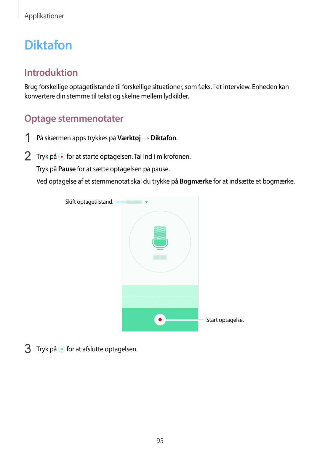Samsung SM-G925FZKANEE, SM-G925FZGANEE manual Optage stemmenotater, På skærmen apps trykkes på Værktøj →Diktafon 
