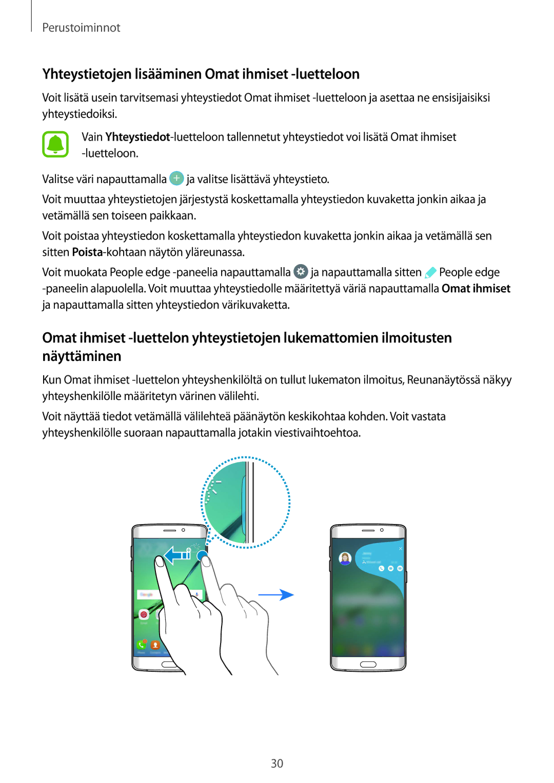 Samsung SM-G925FZGANEE, SM-G925FZWANEE, SM-G925FZWENEE, SM-G925FZWFNEE Yhteystietojen lisääminen Omat ihmiset -luetteloon 