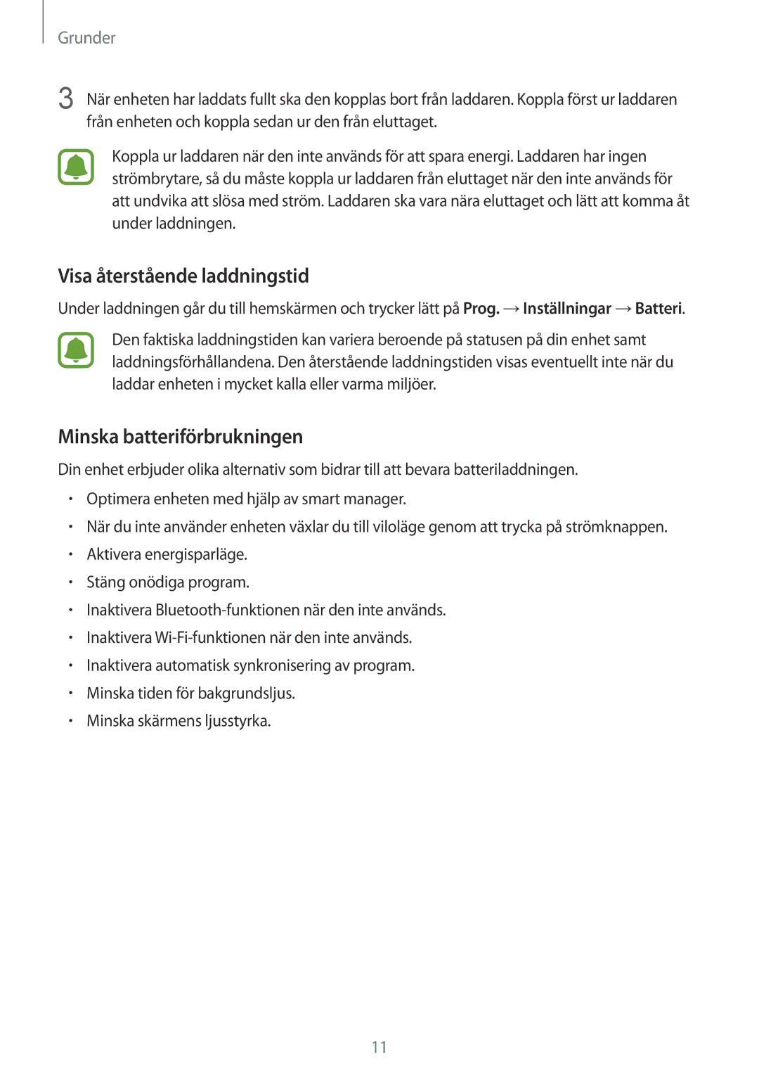 Samsung SM-G925FZKANEE, SM-G925FZGANEE, SM-G925FZWANEE manual Visa återstående laddningstid, Minska batteriförbrukningen 