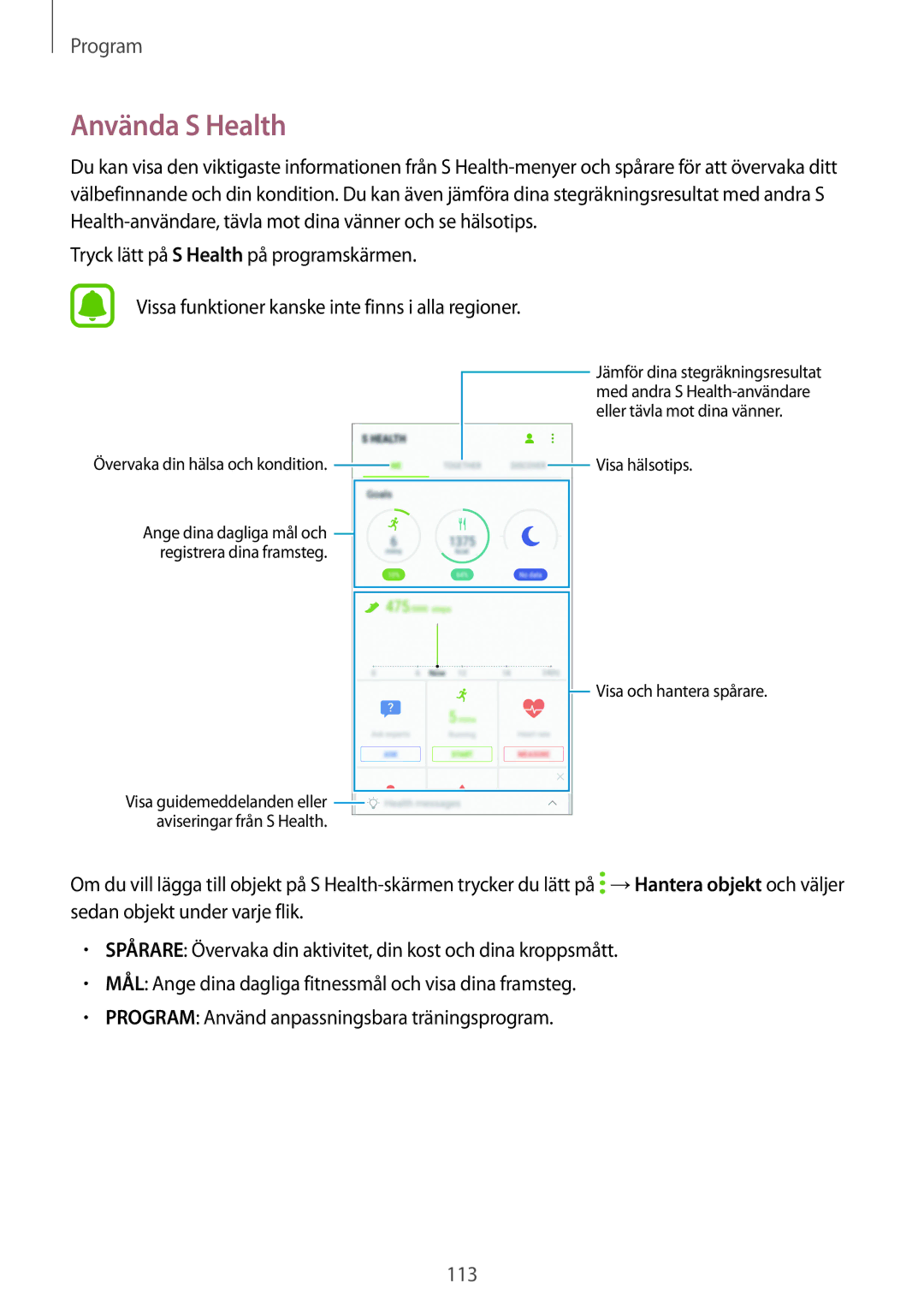 Samsung SM-G925FZDANEE, SM-G925FZGANEE, SM-G925FZWANEE, SM-G928FZSANEE Använda S Health, Övervaka din hälsa och kondition 