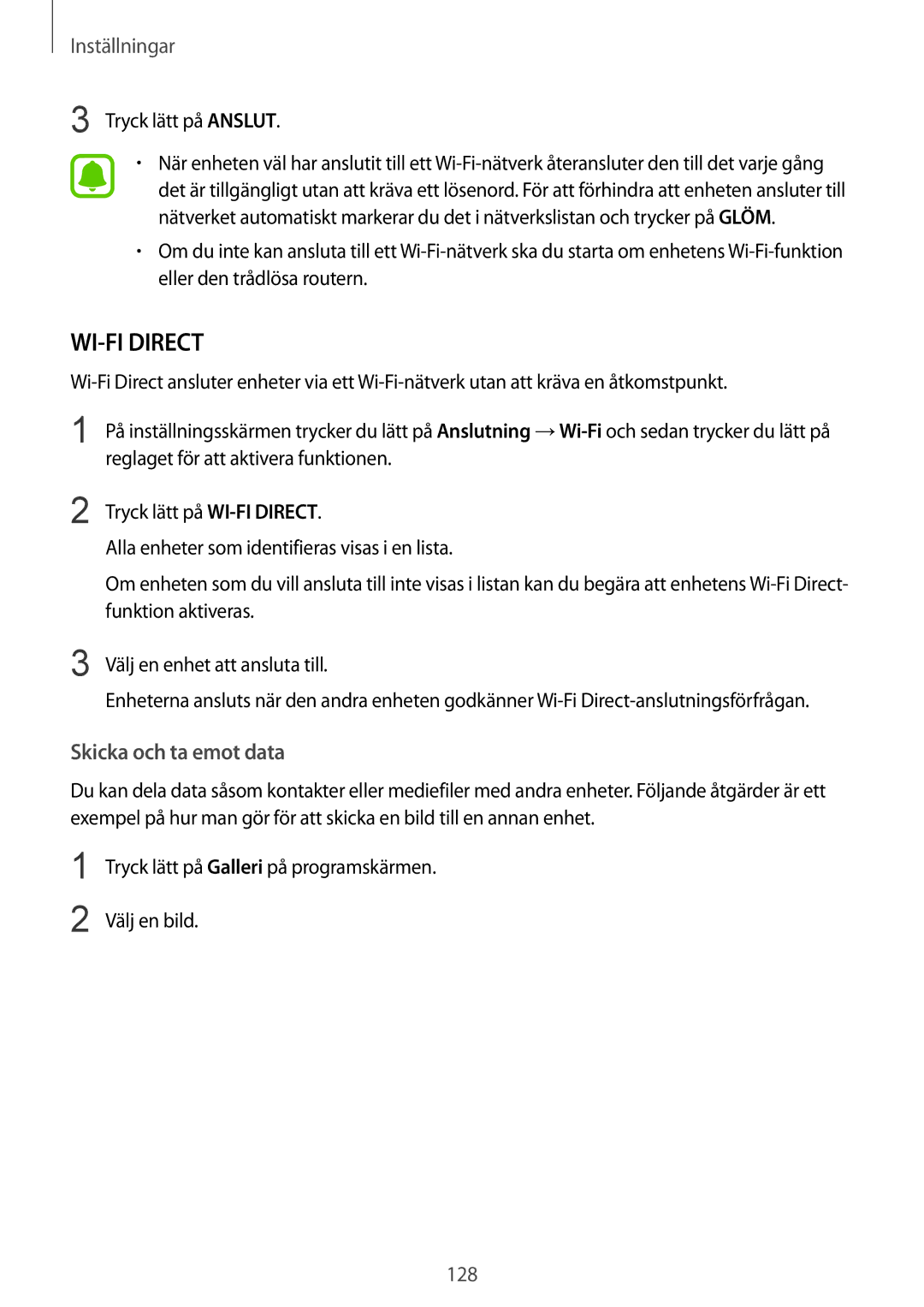 Samsung SM-G928FZSANEE, SM-G925FZGANEE, SM-G925FZWANEE, SM-G925FZWENEE, SM-G925FZWFNEE Inställningar, Skicka och ta emot data 