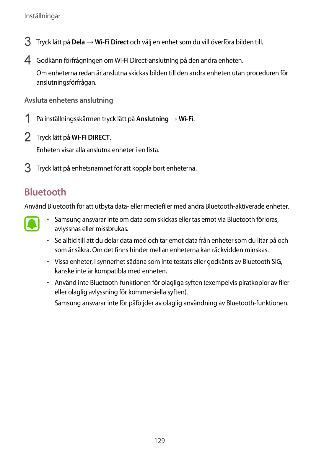 Samsung SM-G925FZWENEE, SM-G925FZGANEE, SM-G925FZWANEE, SM-G928FZSANEE, SM-G925FZWFNEE Bluetooth, Avsluta enhetens anslutning 