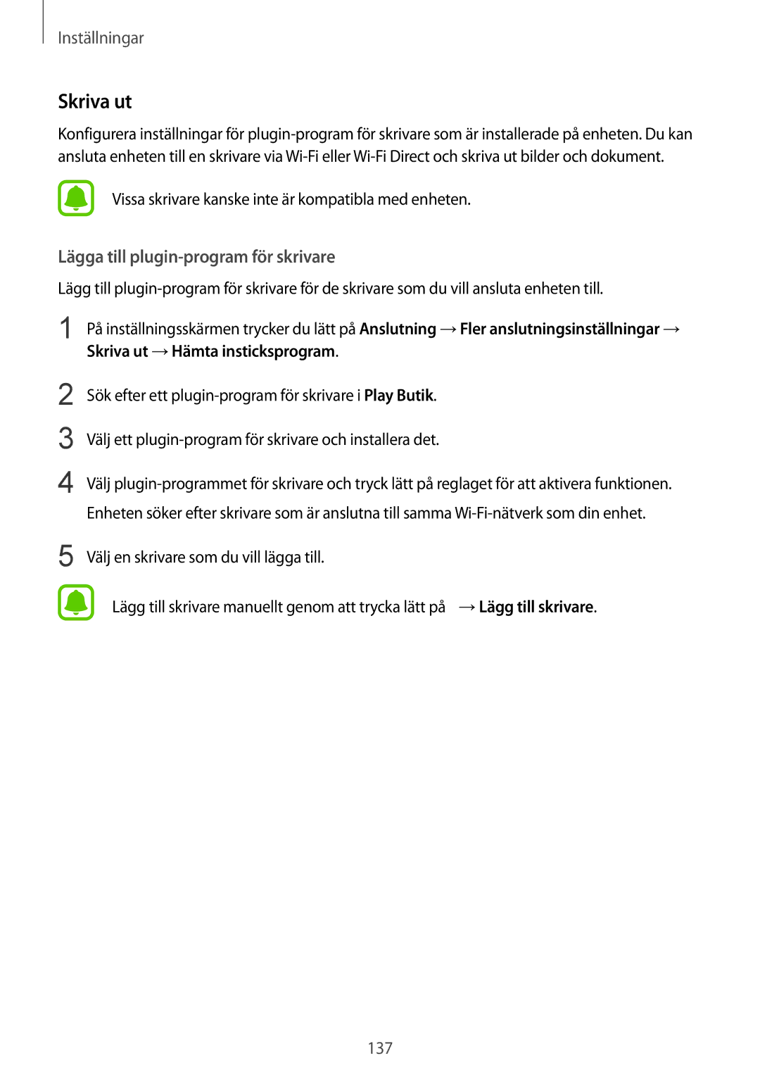 Samsung SM-G928FZSANEE, SM-G925FZGANEE, SM-G925FZWANEE, SM-G925FZWENEE Skriva ut, Lägga till plugin-program för skrivare 