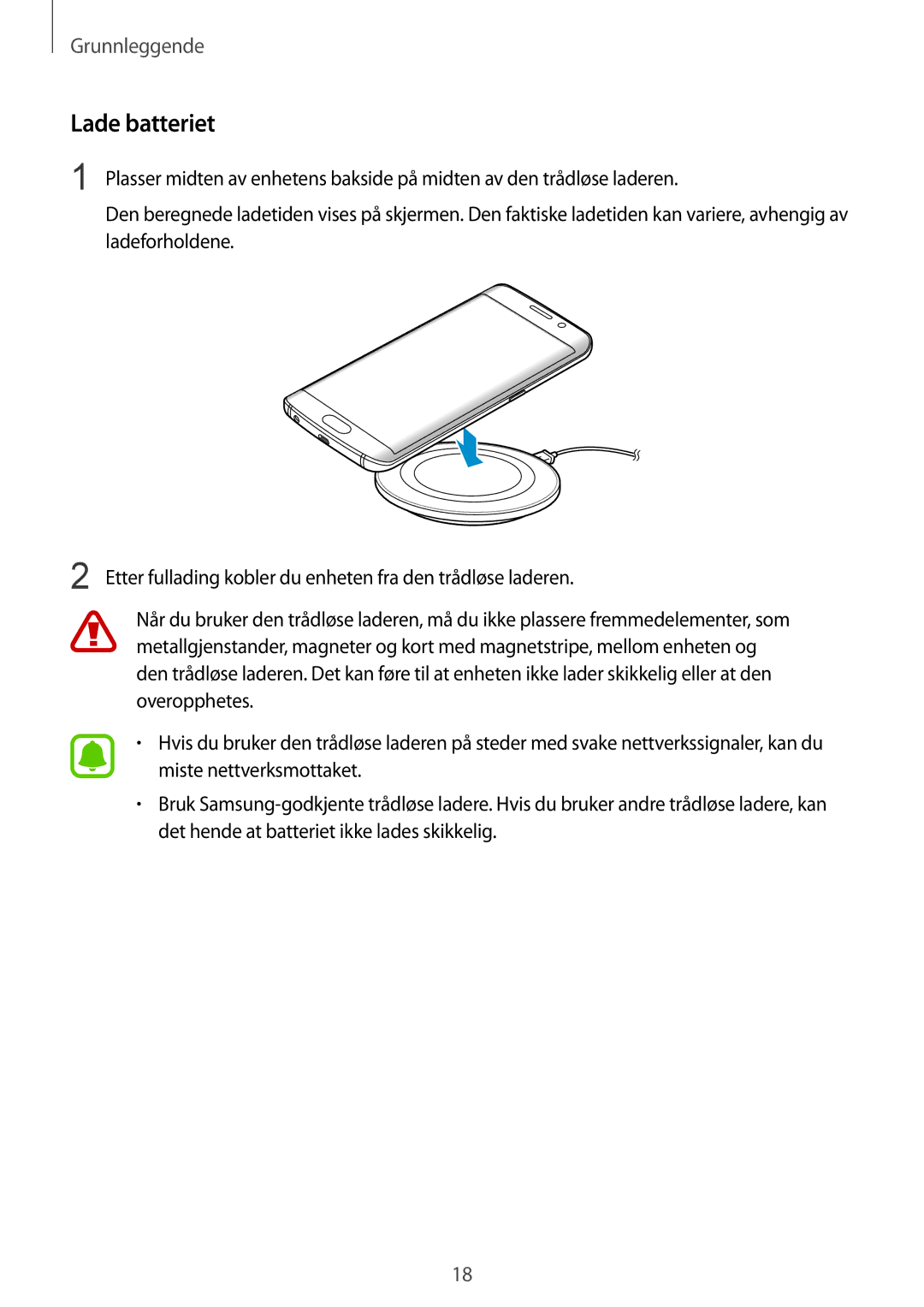 Samsung SM-G925FZGANEE, SM-G925FZWANEE, SM-G928FZSANEE, SM-G925FZWENEE, SM-G925FZWFNEE, SM-G925FZDANEE manual Lade batteriet 