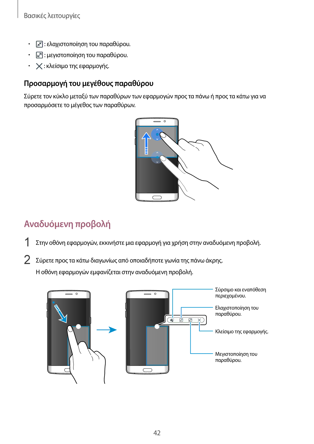 Samsung SM-G925FZDECOS, SM-G925FZGAVGR, SM-G925FZDAVGR, SM-G925FZDACOS Αναδυόμενη προβολή, Προσαρμογή του μεγέθους παραθύρου 