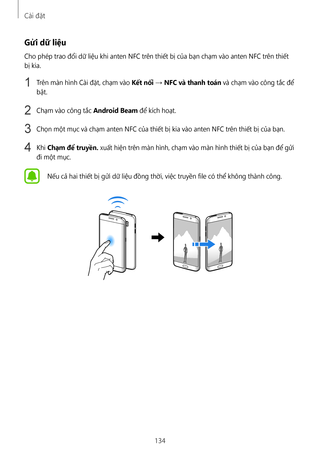 Samsung SM-G925XZWAXXV, SM-G925FZGEXXV, SM-G925FZDAXXV, SM-G925FZDEXXV, SM-G925FZKAXXV, SM-G925XZKAXXV manual Gửi dữ liệu 