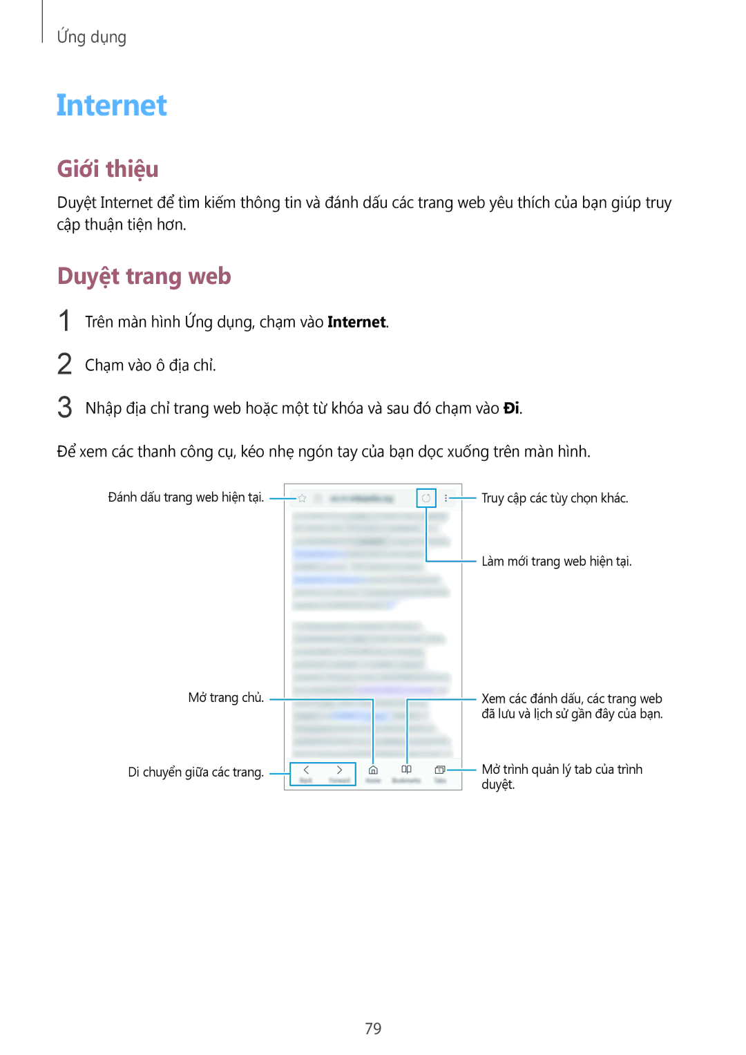 Samsung SM-G925FZDAXXV, SM-G925FZGEXXV, SM-G925XZWAXXV, SM-G925FZDEXXV, SM-G925FZKAXXV manual Internet, Duyệt trang web 