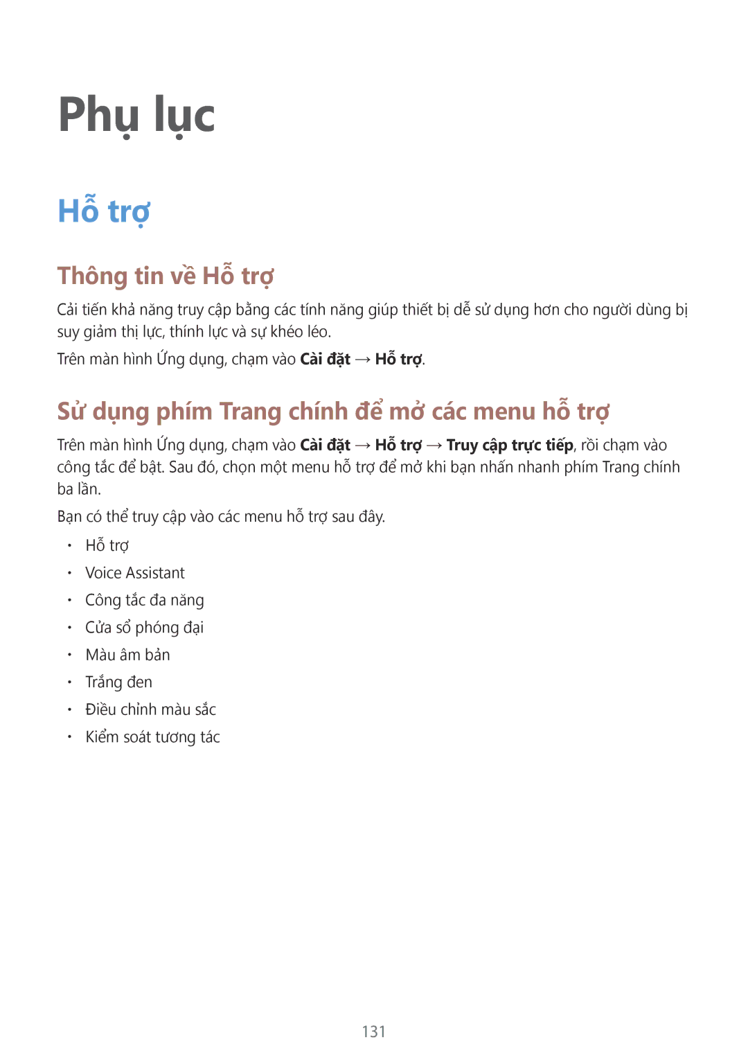 Samsung SM-G925XZKAXXV, SM-G925FZGEXXV manual Thông tin về Hỗ trợ, Sử dụng phím Trang chính để mở các menu hỗ trợ 