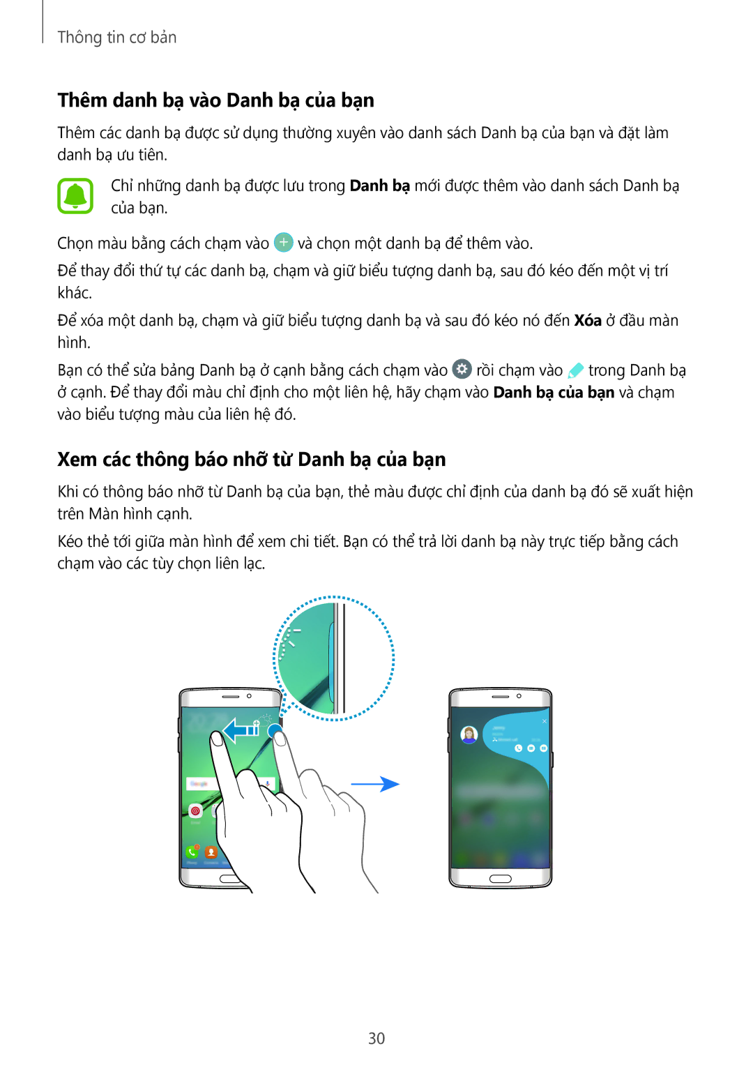 Samsung SM-G925FZDAXXV, SM-G925FZGEXXV manual Thêm danh bạ vào Danh bạ của bạn, Xem các thông báo nhỡ từ Danh bạ của bạn 