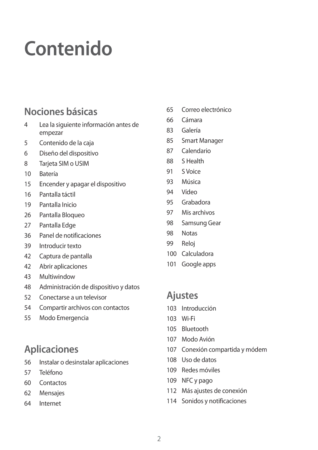 Samsung SM-G925FZGEPHE, SM-G925FZGFPHE, SM-G925FZWAPHE, SM-G925FZWEPHE, SM-G925FZWFPHE, SM-G925FZKFPHE manual Contenido 