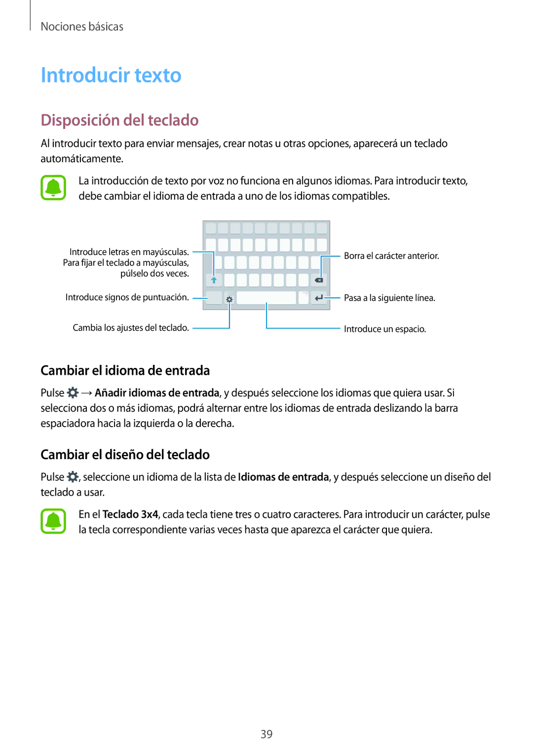 Samsung SM-G925FZWEPHE, SM-G925FZGFPHE manual Introducir texto, Disposición del teclado, Cambiar el idioma de entrada 