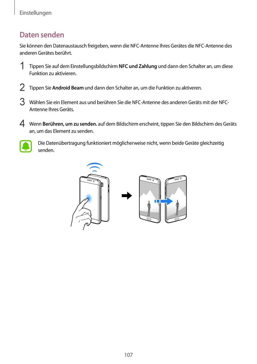 Samsung SM-G925FZDFDBT, SM-G925FZKADBT, SM-G925FZWEDBT, SM-G925FZDEDBT, SM-G925FZDADBT, SM-G925FZWFDBT manual Daten senden 