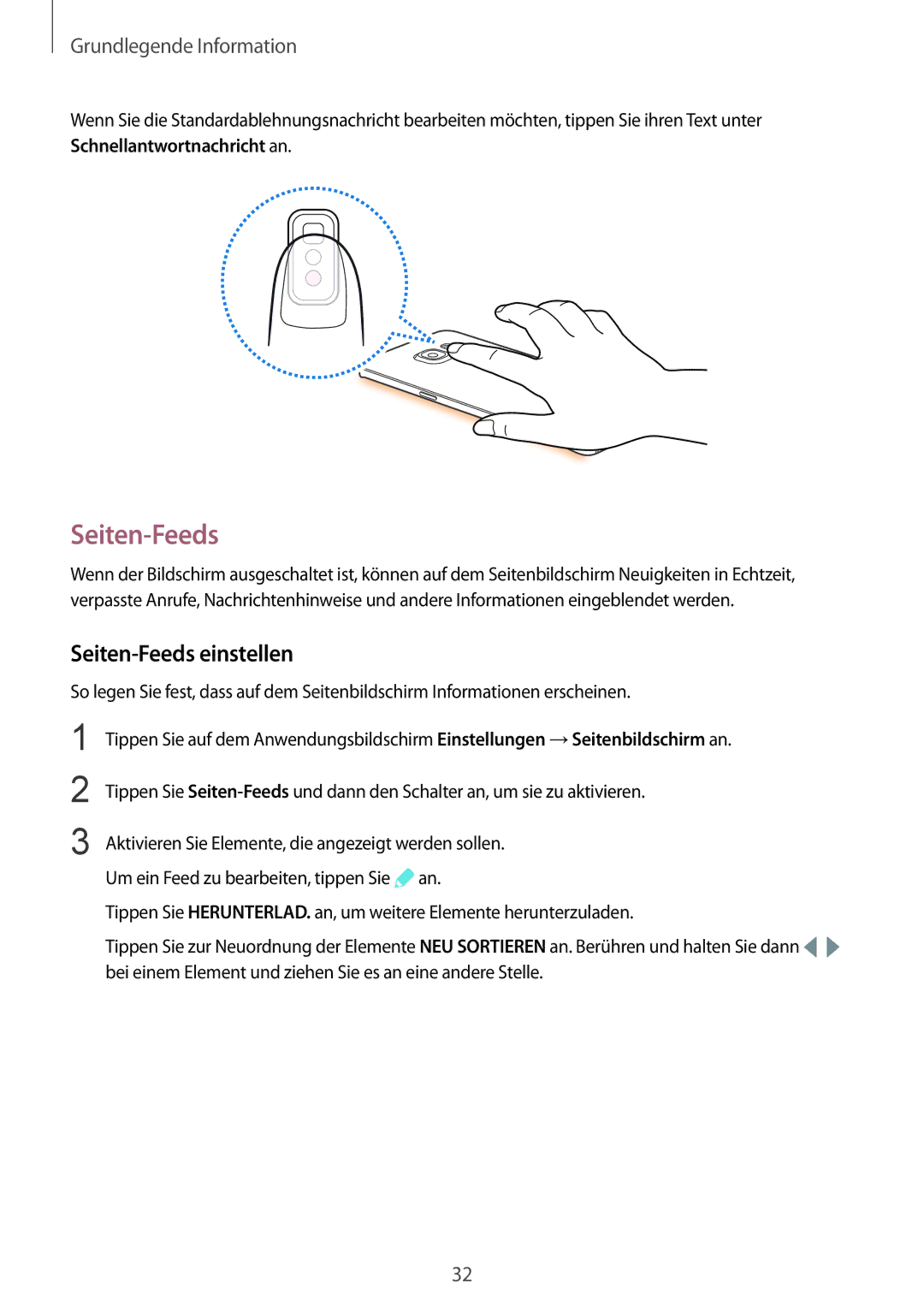 Samsung SM-G925FZDEDBT, SM-G925FZKADBT, SM-G925FZWEDBT, SM-G925FZDADBT, SM-G925FZWFDBT manual Seiten-Feeds einstellen 