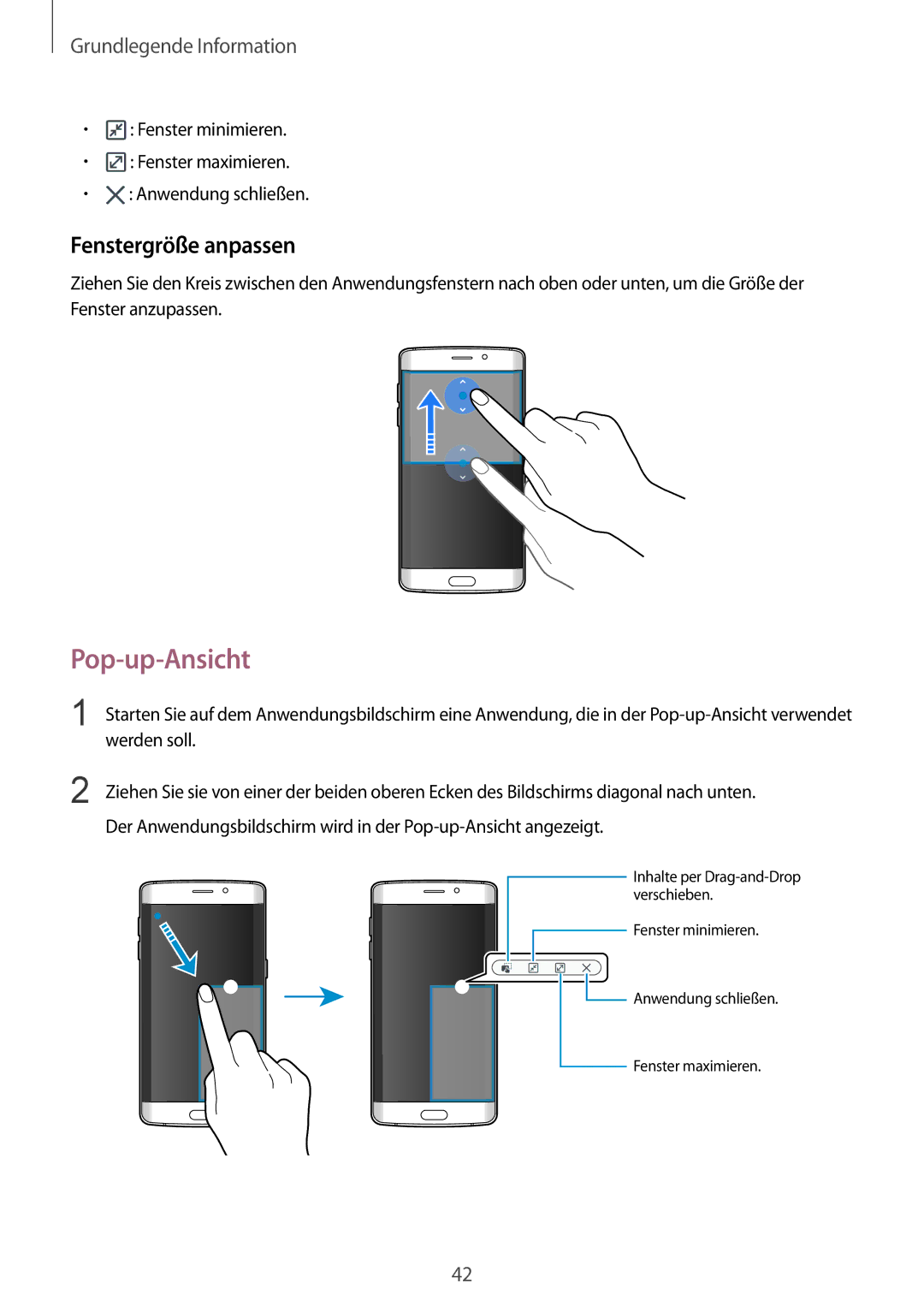 Samsung SM-G925FZDEDBT, SM-G925FZKADBT, SM-G925FZWEDBT, SM-G925FZDADBT, SM-G925FZWFDBT Pop-up-Ansicht, Fenstergröße anpassen 