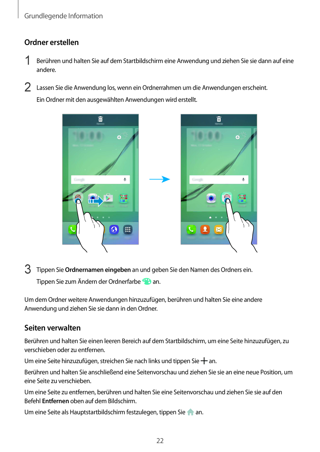 Samsung SM-G925FZDEDBT, SM-G925FZKADBT, SM-G925FZWEDBT, SM-G925FZDADBT, SM-G925FZWFDBT Ordner erstellen, Seiten verwalten 