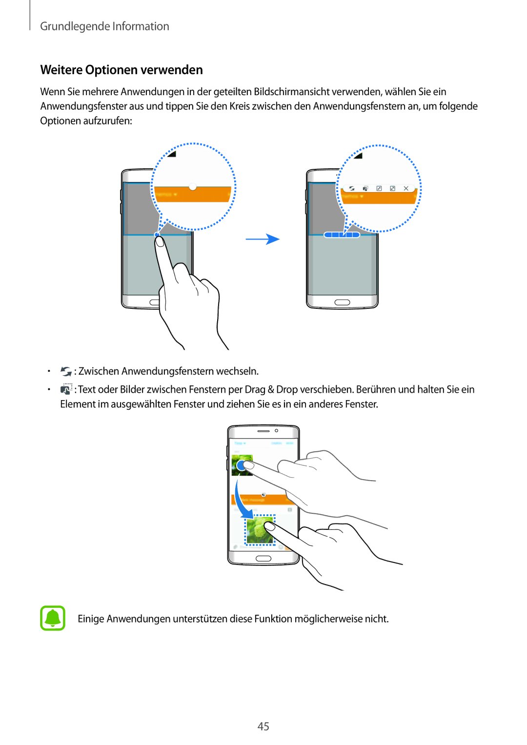 Samsung SM-G925FZGEDBT, SM-G925FZKADBT, SM-G925FZWEDBT, SM-G925FZDEDBT, SM-G925FZDADBT manual Weitere Optionen verwenden 